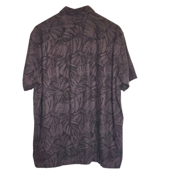 Perry Ellis Men’s XL Linen Rayon Leaf Print Hawaiian Shirt Short Sleeve Retro - Picture 3 of 5